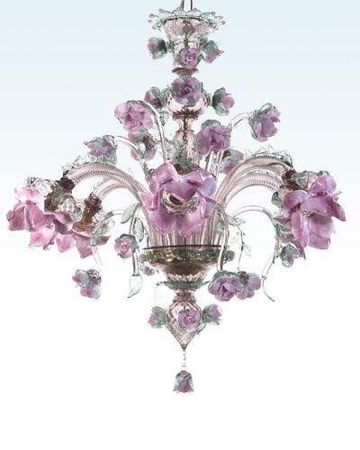 Klassischer Kronleuchter - ROSETO - BOTTEGA VENEZIANA - geblasenes Glas / Muranoglas / 6 Glühbirnen