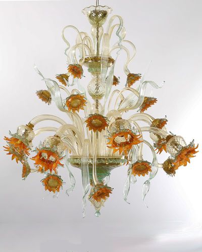 Klassischer Kronleuchter - GRAND-GIRASOLI - BOTTEGA VENEZIANA - geblasenes Glas / Muranoglas / 8 Glühbirnen