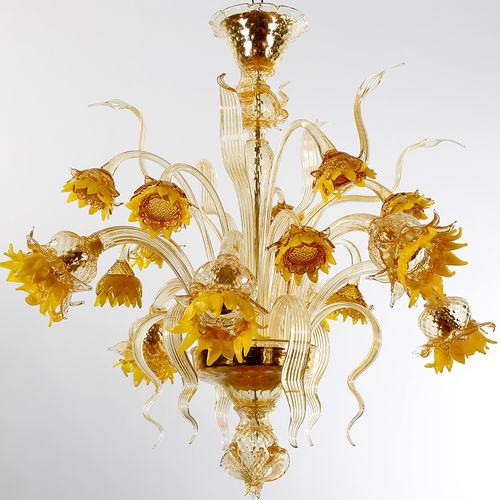 Klassischer Kronleuchter - GIRASOLI - BOTTEGA VENEZIANA - geblasenes Glas / Muranoglas / 6 Glühbirnen