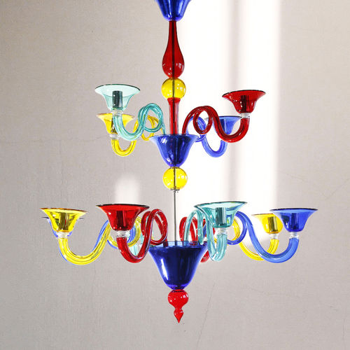 Moderner Kronleuchter - BRAZIL - BOTTEGA VENEZIANA - geblasenes Glas / Muranoglas / 12 Glühbirnen
