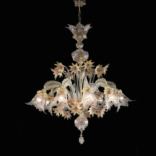 Kronleuchter / venezianischer Stil - VIOLETTA SECOLO - BOTTEGA VENEZIANA - geblasenes Glas / Muranoglas / Gold