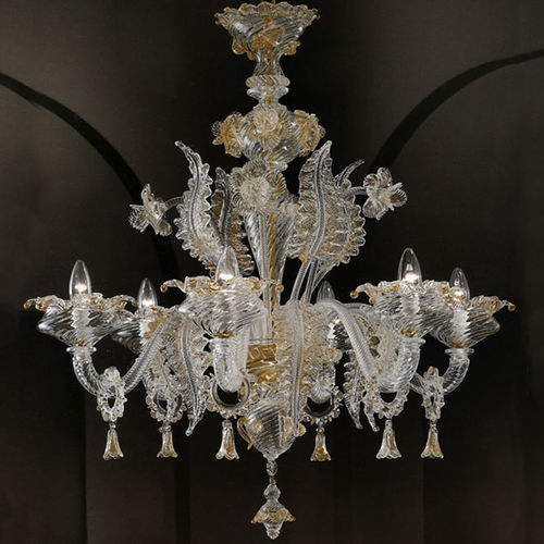 Kronleuchter / venezianischer Stil - GIUDITTA - BOTTEGA VENEZIANA - geblasenes Glas / Muranoglas / 6 Glühbirnen