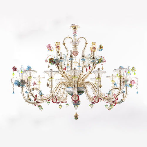 Klassischer Kronleuchter - DANDOLO - BOTTEGA VENEZIANA - geblasenes Glas / Muranoglas / 12 Glühbirnen