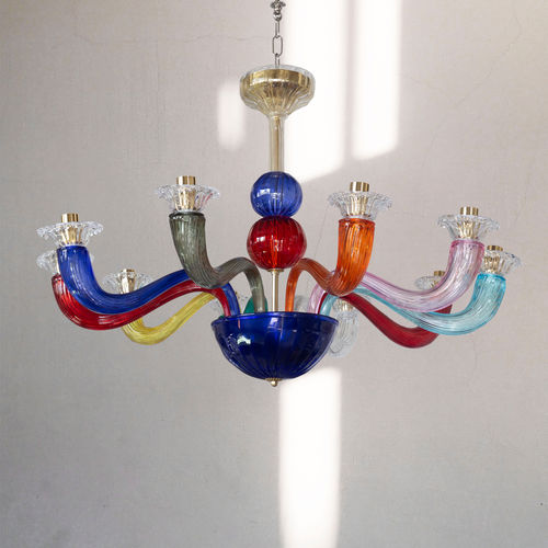 Moderner Kronleuchter - NEW COLOR - BOTTEGA VENEZIANA - geblasenes Glas / Muranoglas / 10 Glühbirnen