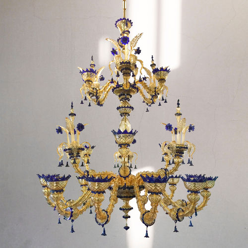 Stil-Kronleuchter - Rezblue - BOTTEGA VENEZIANA - geblasenes Glas / aus venezianischem Glas / für Gewerbegebrauch