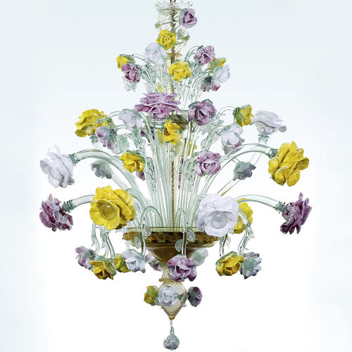 Klassischer Kronleuchter - BOUQUET - BOTTEGA VENEZIANA - geblasenes Glas / Muranoglas / 12 Glühbirnen