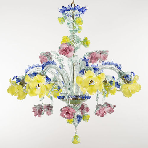 Klassischer Kronleuchter - NARCISO - BOTTEGA VENEZIANA - geblasenes Glas / Muranoglas / 6 Glühbirnen