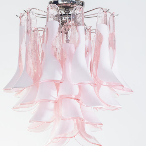Rosa-Kronleuchter - Artemide rosa - BOTTEGA VENEZIANA - Art Deco / Muranoglas / aus verchromtem Metall
