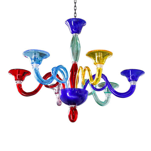 Moderner Kronleuchter - BRAZIL - BOTTEGA VENEZIANA - geblasenes Glas / Muranoglas / 6 Glühbirnen