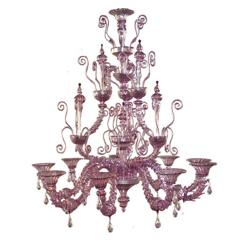 Kronleuchter / venezianischer Stil - IMPERIO - BOTTEGA VENEZIANA - geblasenes Glas / Muranoglas / 12 Glühbirnen