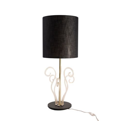 Tischlampe - NOTTURNA - BOTTEGA VENEZIANA - gebürstetes Messing / Kristall / Stoff