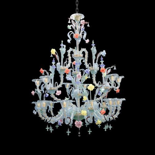 Stil-Kronleuchter - MINERVA - BOTTEGA VENEZIANA - aus verchromtem Metall / Muranoglas / für Gewerbegebrauch