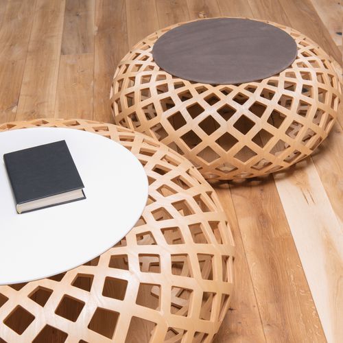 Sitzkissen / originelles Design - KINA LUX FLOOR U - CondeHouse - Stoff / Leder / Bugholz