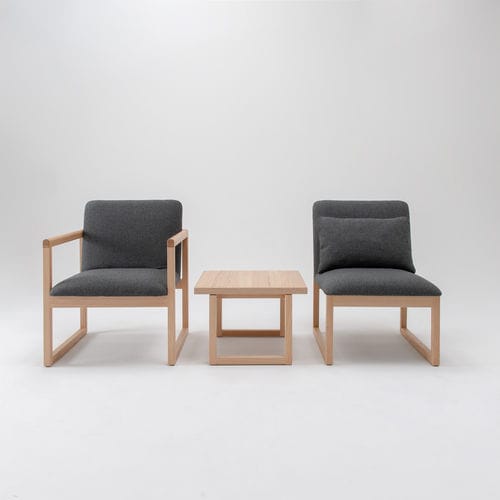 Moderner Kaminsessel - JINGU - CondeHouse - Stoff / Leder / Esche