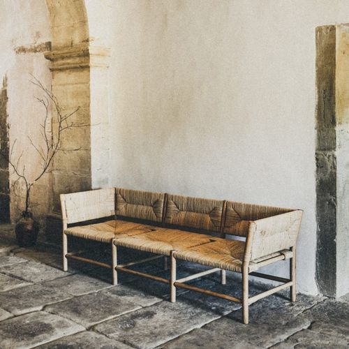 Modernes Sofa - RADASSIÉ  - Midi - Stroh / Natureiche / 3 Plätze