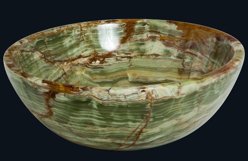 Aufsatzwaschbecken - GREEN ONYX - INDIA STONE EXPORT - Verbundwerkstoff / Einzel / rund
