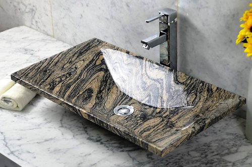 Aufsatzwaschbecken - JUPRANA GRANITE  - INDIA STONE EXPORT - Verbundwerkstoff / Einzel / rechteckig