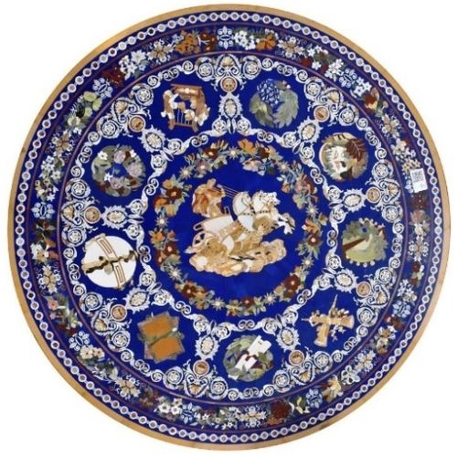 Moderner Tisch - BLUE LAPIZ LAZULI - INDIA STONE EXPORT - Mineralstein / Gestell aus Metall / rund