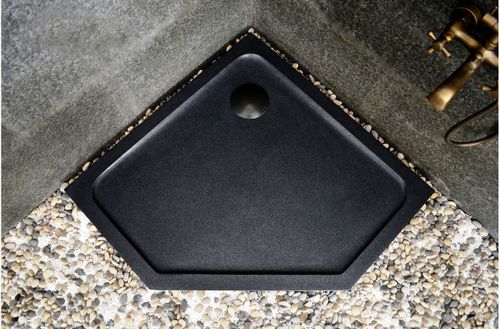 Duschtasse für Eckeinbau - Black Granite - INDIA STONE EXPORT - zum Fliesen / Keramik
