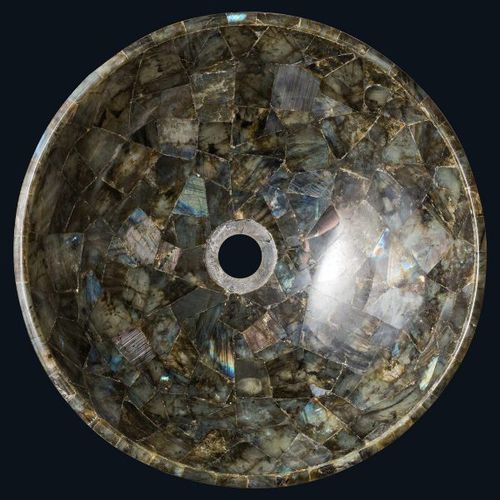 Aufsatzwaschbecken - LABRADORITE VESSEL - INDIA STONE EXPORT - Verbundwerkstoff / Einzel / rund