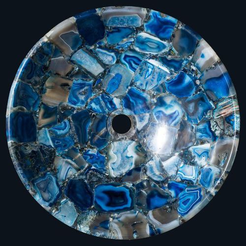Aufsatzwaschbecken - BLUE AGATE - INDIA STONE EXPORT - Einzel / rund / für Gewerbegebrauch