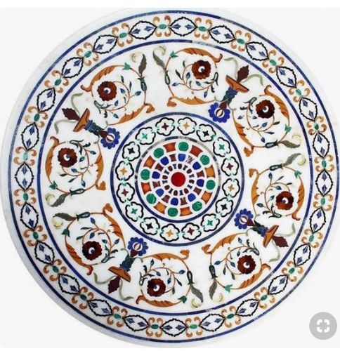 Marmortischplatte - WHITE INLAY  - INDIA STONE EXPORT