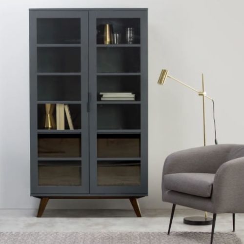 Moderne Vitrine - Aveiro - LITOOC - Hartglas / Holzfurnier / MDF