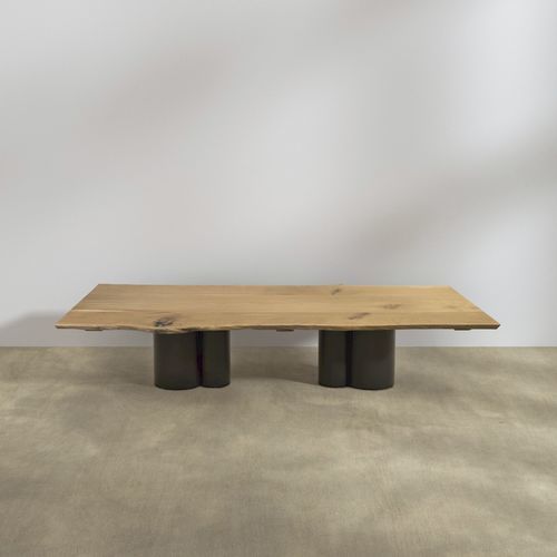 Moderner Esstisch - Liah Slab - LITOOC - Massivholz / Gestell aus Stahl / rechteckig