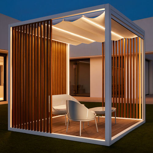 Selbsttragende Pergola - Brez  - MOWEE - Holz / Aluminium / mit orientierbaren Lamellen