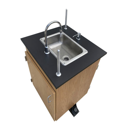 Bodenstehendes Handwaschbecken - WSP1-2424K - DIVERSIFIED WOODCRAFTS - rechteckig / Edelstahl / Eiche