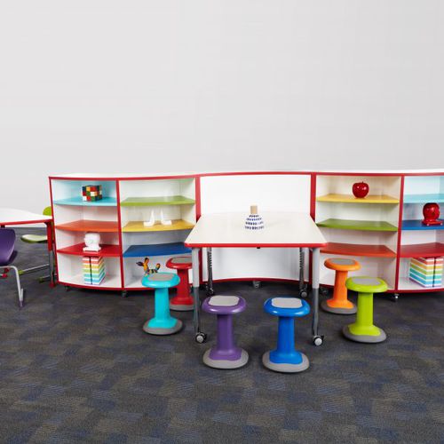 Modul-Bücherregal - STAX SERIES : DOUBLE MOBILE - Academia furnitures industries - Trennwand / mit Rollen / modern