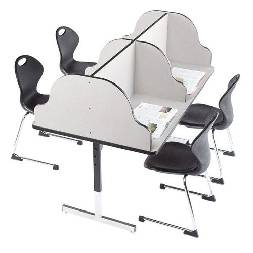 Moderner Tisch - QUAD STUDY CARREL - Academia furnitures industries - Stahl / Hochdrucklaminat / Gestell aus Stahl