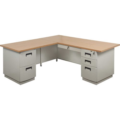 Moderner Schreibtisch - L-SHAPE  - Columbia - Stahl / mit Stauraum / für Schulen