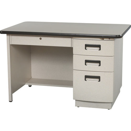 Stil-Schreibtisch - SINGLE PEDESTAL  - Columbia - Stahl / Granit / mit Stauraum