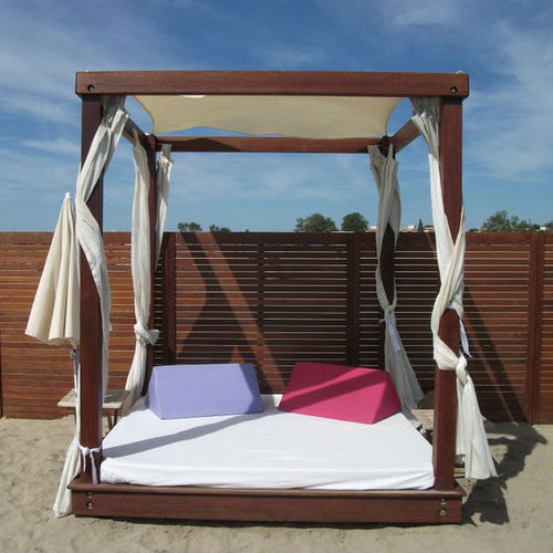 Teakholz-Pavillon - VIP MILLESIM - Beach Concept - Stoffdach / mit Holzstruktur / für Gewerbegebrauch