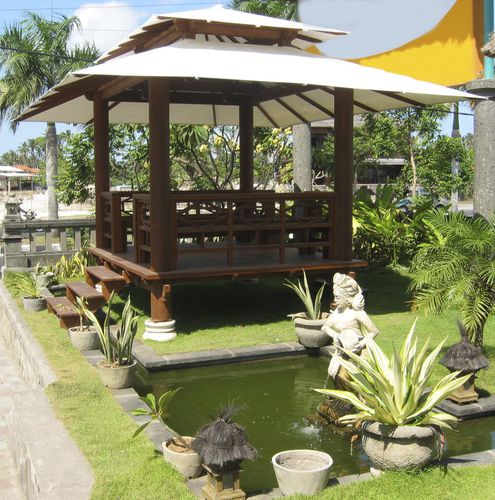 Teakholz-Pavillon - TOILE - Beach Concept - aus Merbau / Stoffdach / mit Holzstruktur