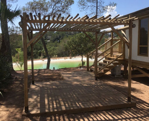 Selbsttragende Pergola - Beach Concept - Eukalyptusholz / Holzdach / modulierbar