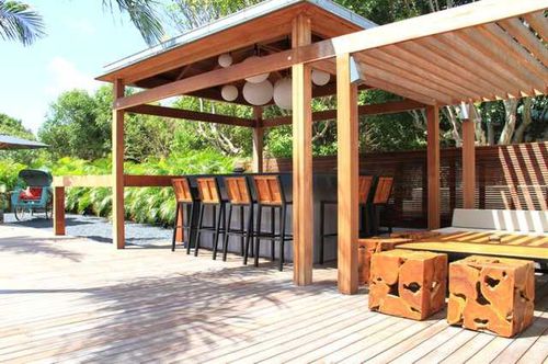 Selbsttragende Pergola - BOIS EXOTIQUE - Beach Concept - Holz / Holzdach / zerlegbar