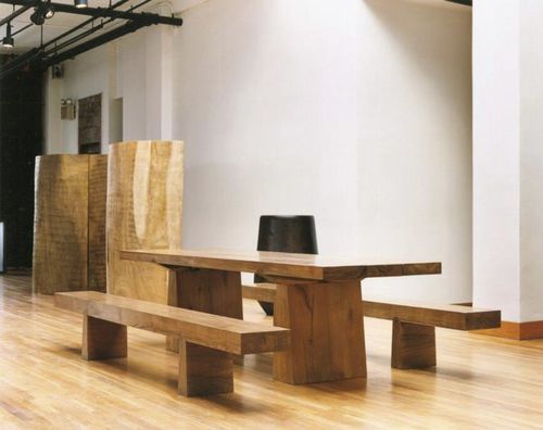 Moderner Tisch - MASSIVE - Beach Concept - Teakholz / Gestell aus Massivholz / rechteckig