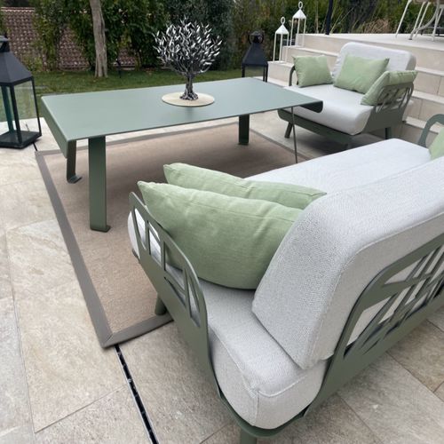 Modernes Lounge-Gartenmöbel - MOUSSES ETOILES - Aluminium / Holz / Sunbrella®
