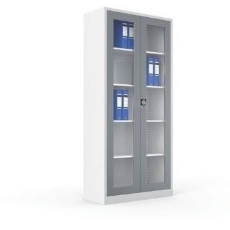 Hoher Aktenschrank - 198 - OFISTIM - Holz / Glas / mit Flügeltür