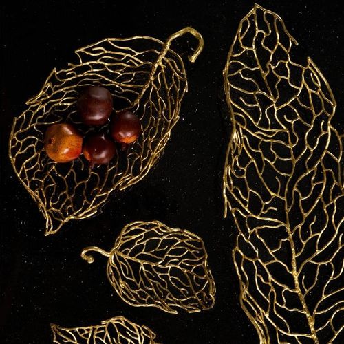 Messing-Tischdekoration - AUTUMN LEAF  - Michael Aram - modern
