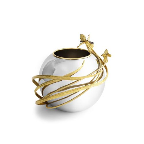 Moderne Vase - BLACK IRIS  - Michael Aram - Edelstahl / poliertes Messing