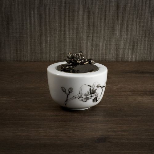 Porzellan-Zuckerdose - BLACK ORCHID  - Michael Aram - Edelstahl