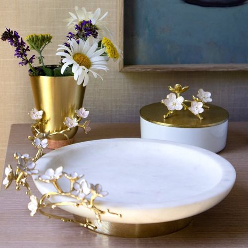 Moderne Vase - CHERRY BLOSSOM  - Michael Aram - Edelstahl / Marmor