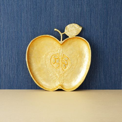Flache-Teller - APPLE - Michael Aram - emailliertes Metall / Motiv / gold