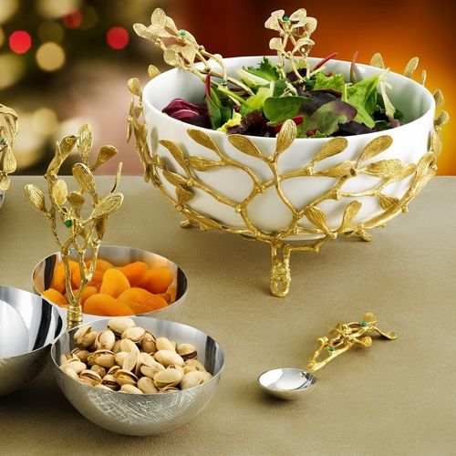 Porzellanschale - MISTLETOE  - Michael Aram - Messing / modern