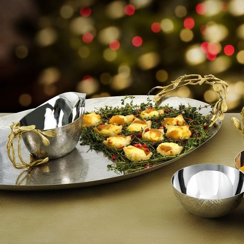 Messing-Serviertablett - MISTLETOE  - Michael Aram - Edelstahl / für Privatgebrauch