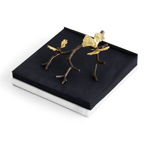Edelstahl-Serviettenhalter - BUTTERFLY GINKGO  - Michael Aram - Messing / Marmor / für Privatgebrauch