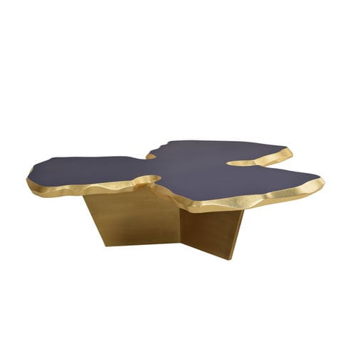 Moderner Couchtisch - PUZZLE - Pierre COUNOT BLANDIN - lackiertes MDF / blattvergoldetes Holz / Gestell aus Messing